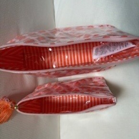 Mark and Graham Clean Coated Travel Pouch, Set of 2- Pink-Orange Block Print - Picture 3 of 10